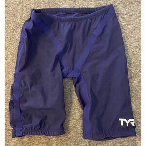 TYR Mens Swim Jammers Size 28 Navy Blue Athletic Swimwear Competition Shorts